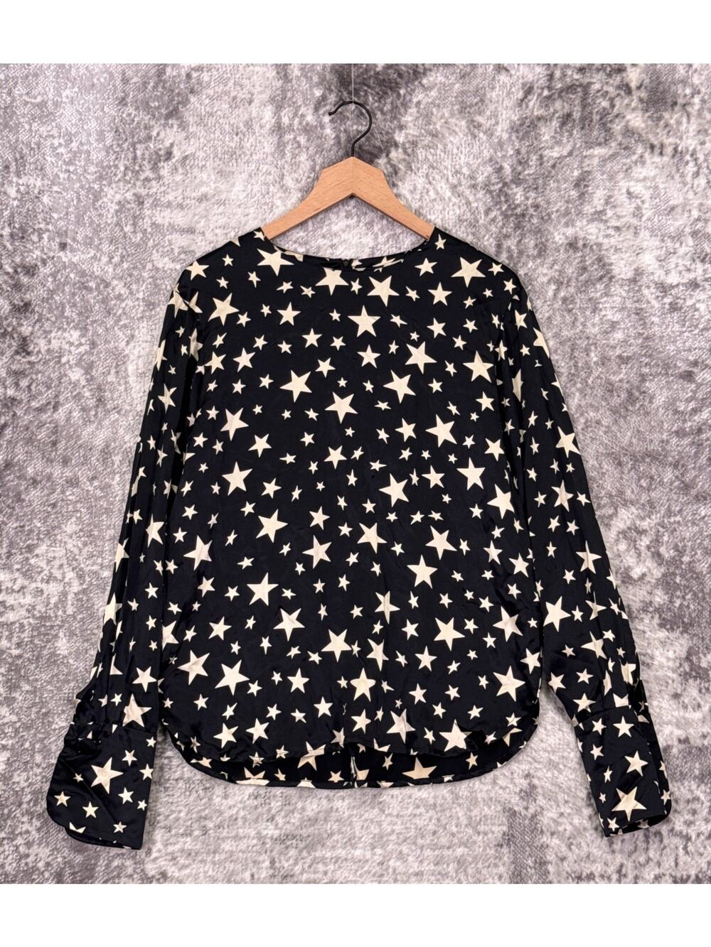 Moschino Couture Top 10 Womens Silk Star Print Long Sleeve Blouse